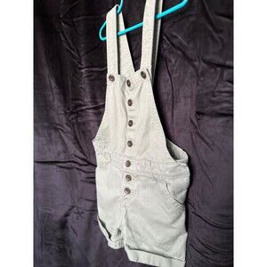 Mila Rose, shorts overalls, sage green, cuffed bottom, pockets, belt loops